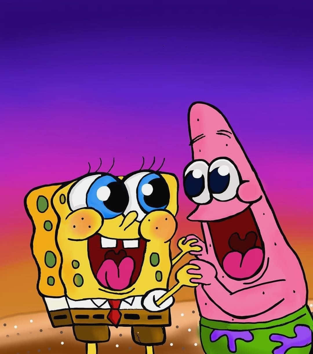 Download Patrick And Spongebob Cheerful Aesthetic Wallpaper