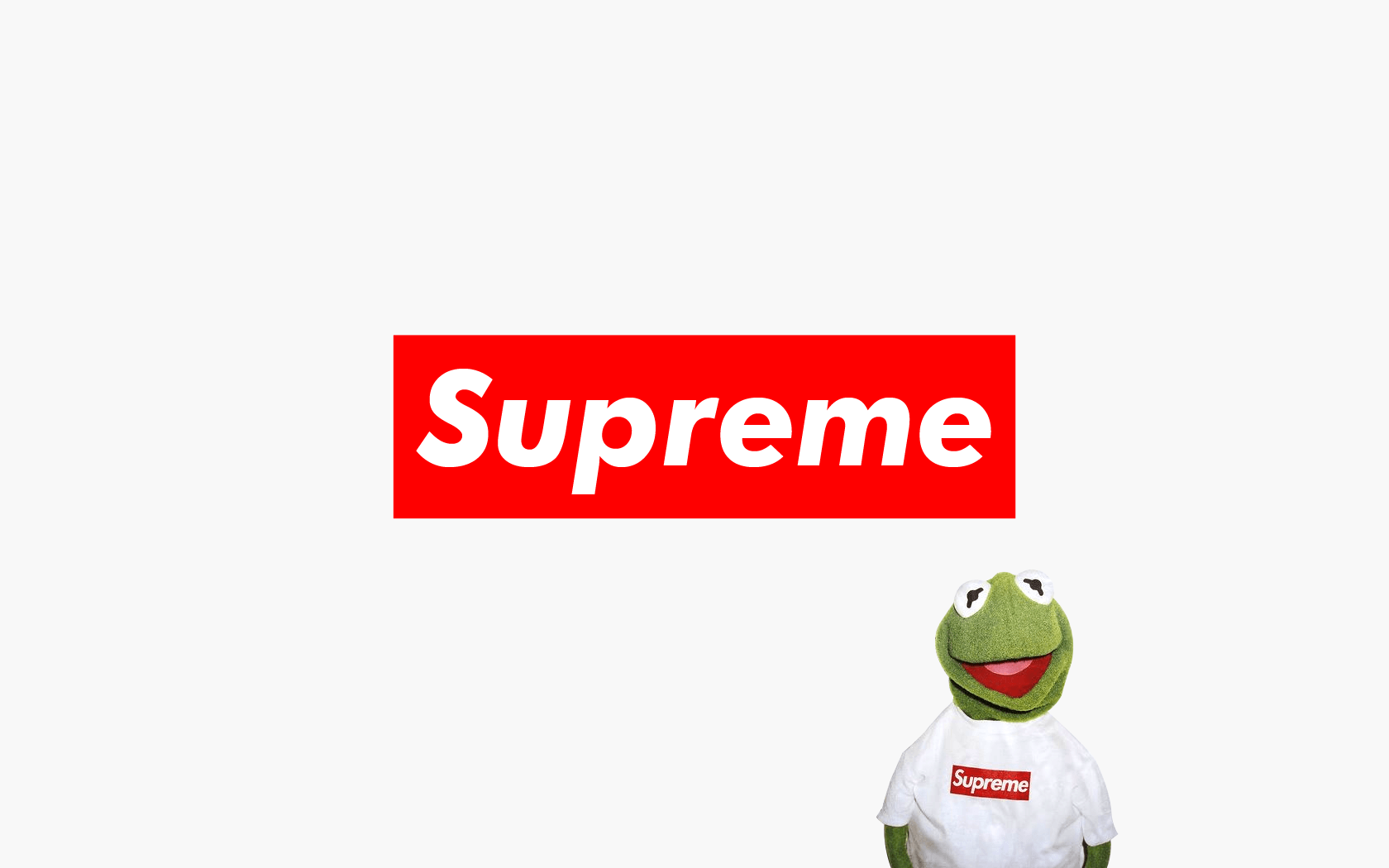 The muppet with a supreme logo - Kermit the Frog