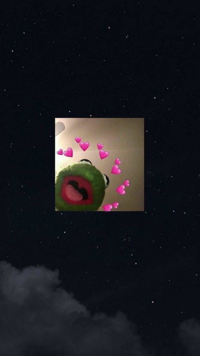 Phone background, kermit the frog, pink hearts, cute phone backgrounds, in front of black background - Kermit the Frog