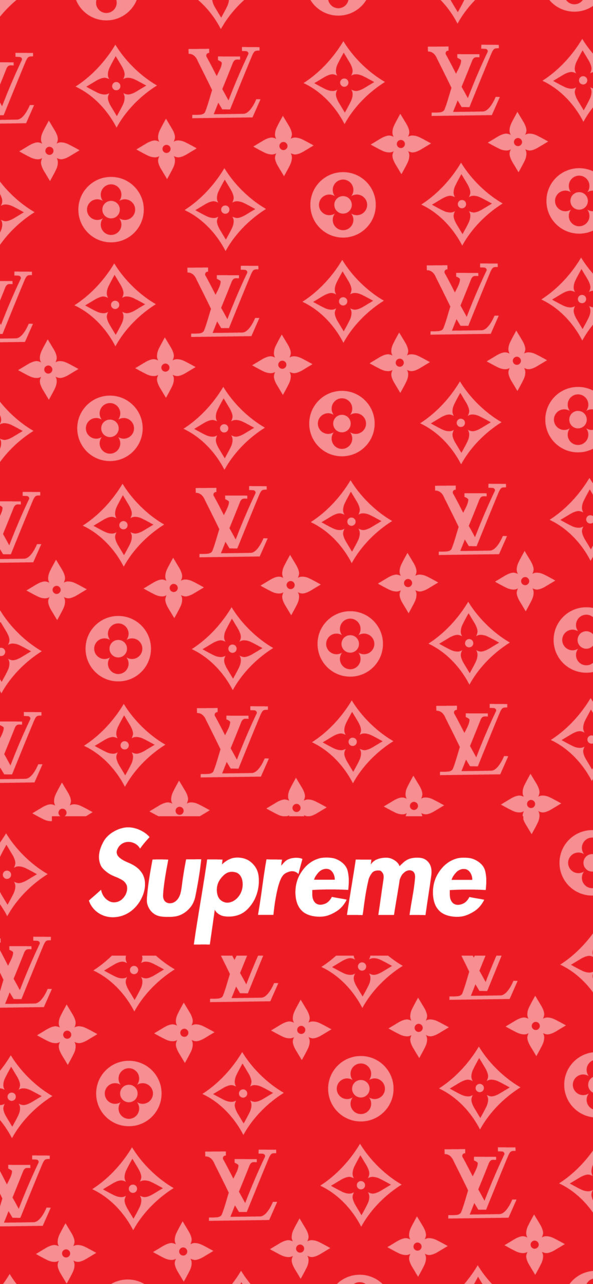 Supreme x Louis Vuitton Red Wallpaper for iPhone