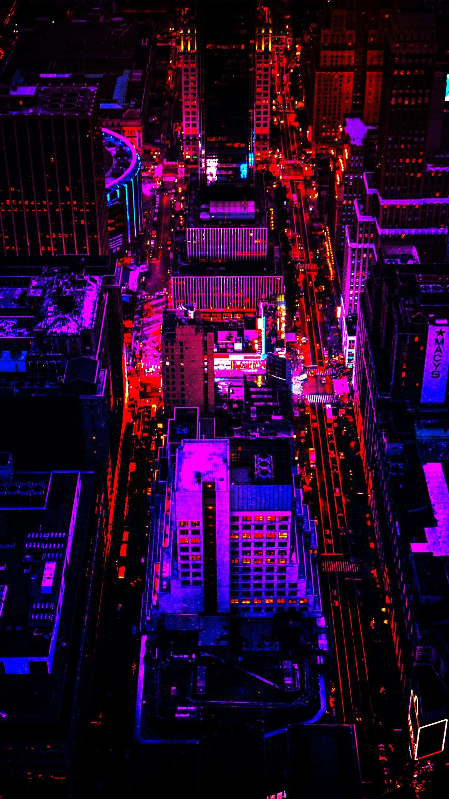 Aesthetic neon city wallpaper for mobiles and tablets. - Las Vegas