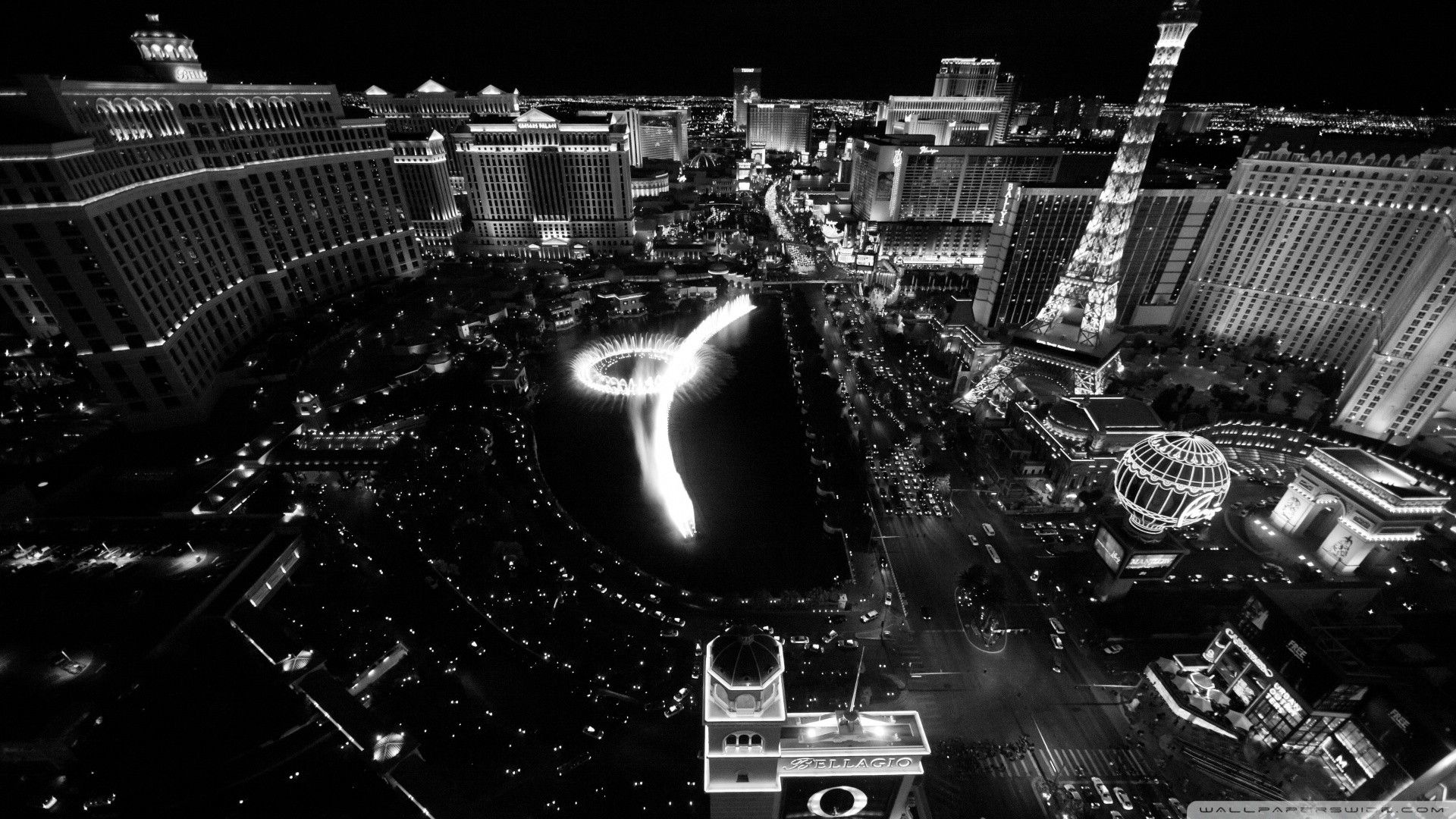 The strip at night in black and white - Las Vegas