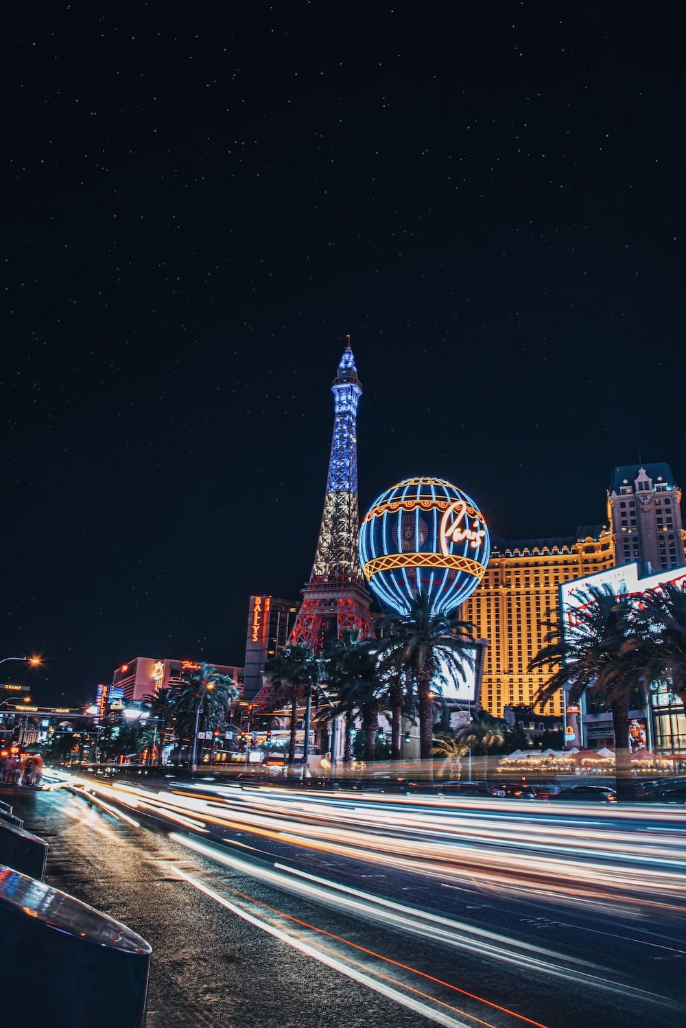 The night view of the city with the Eiffel Tower - Las Vegas