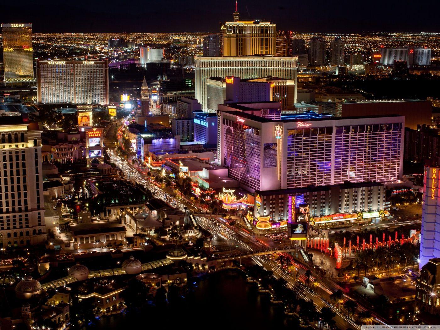 The strip at night from a high vantage point - Las Vegas