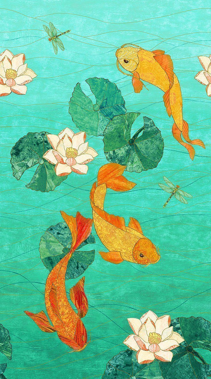 IPhone wallpaper with beautiful golden fish swimming in a pond - Koi fish, fish