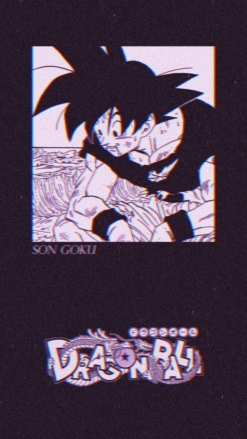 Aesthetic anime background of Goku from Dragon Ball Z with a glitch effect - Goku, Dragon Ball