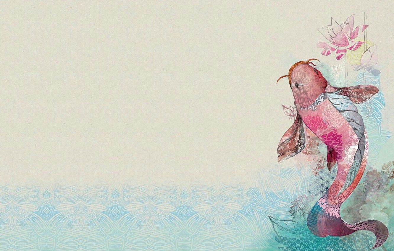 A watercolor painting of koi fish - Koi fish, fish