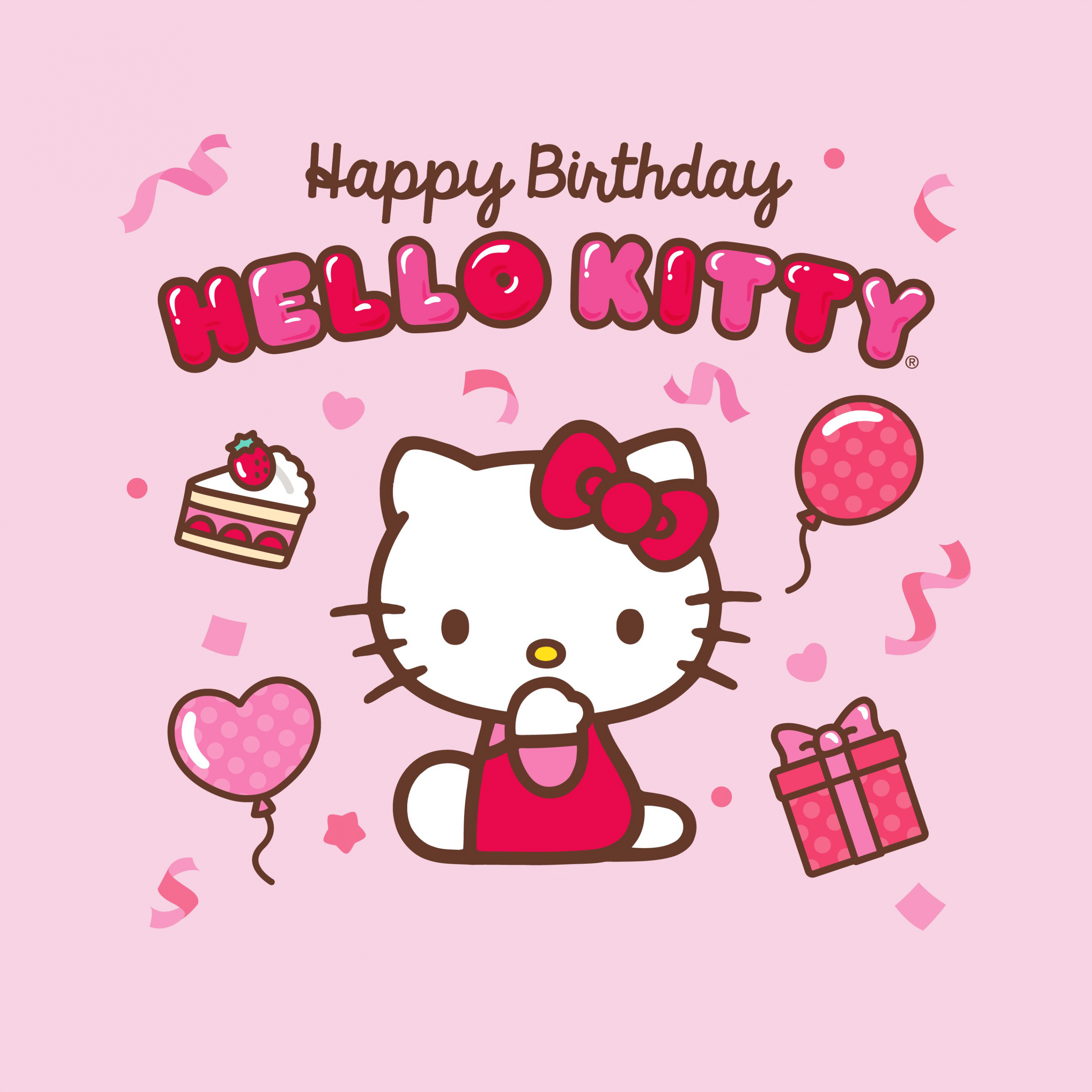 Happy Birthday Wallpaper 4K, Hello Kitty background, Others