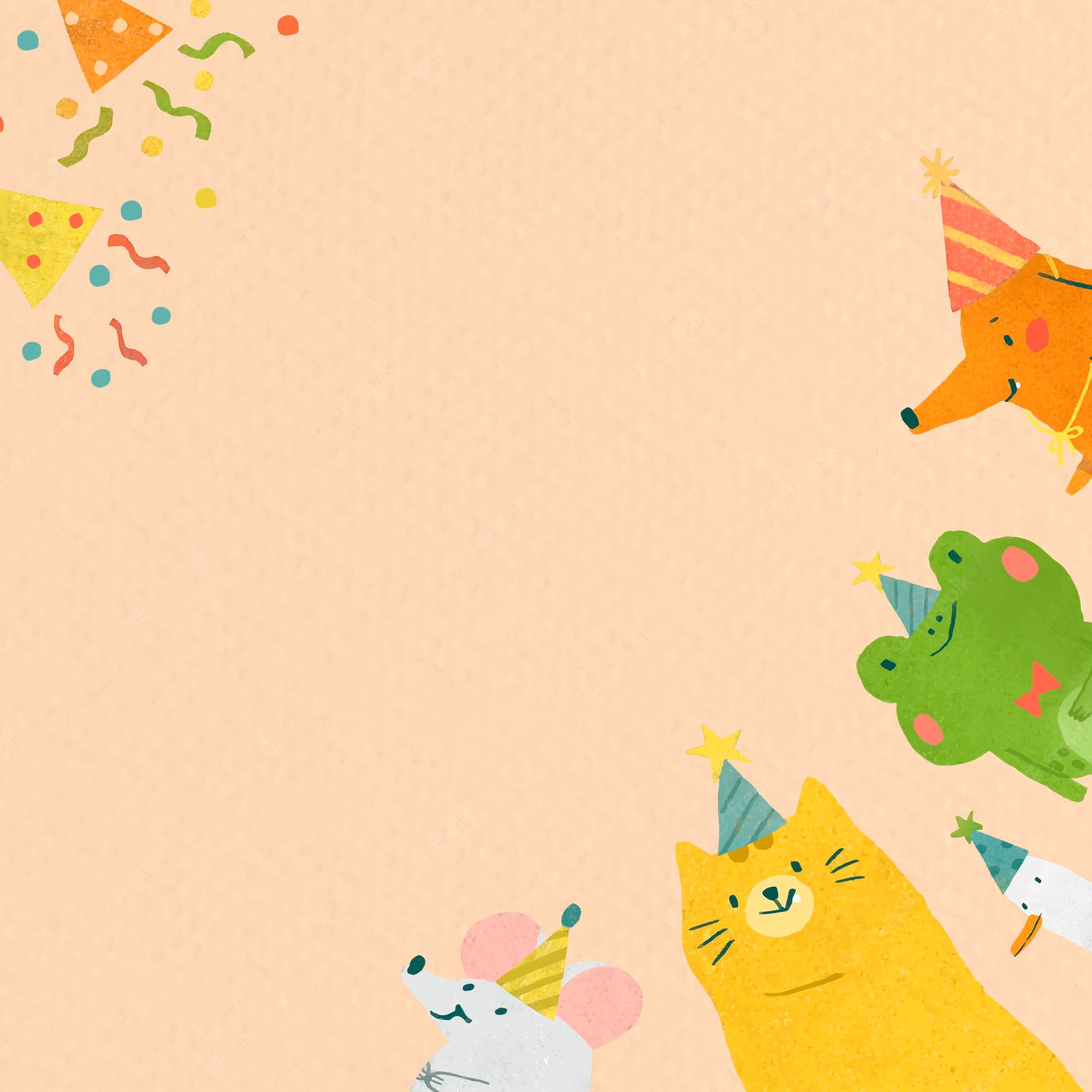 Illustration of a birthday background with animals - Birthday