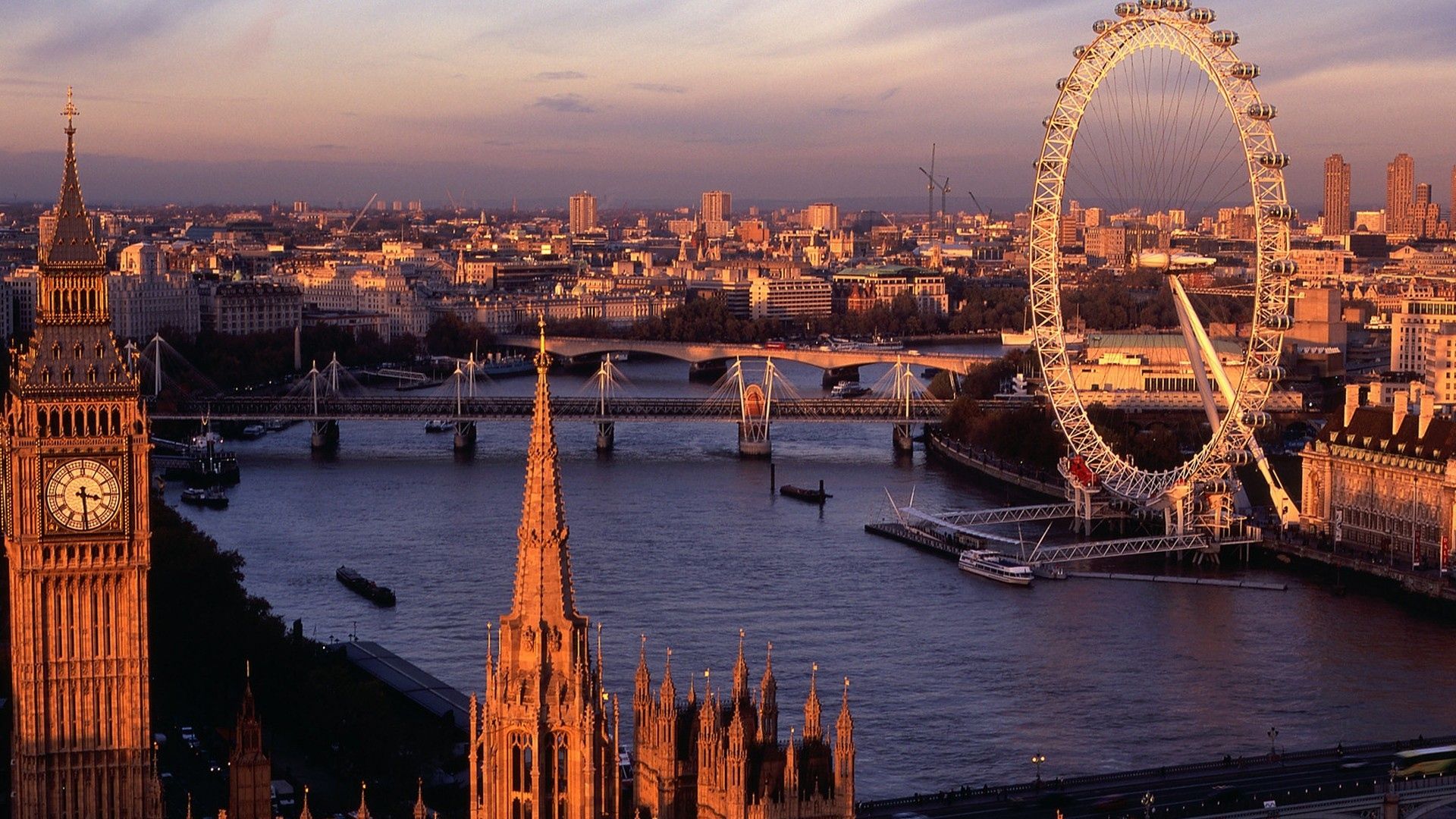 London, England, The United Kingdom, Europe, travel, tourism, holiday, vacation, city, capital, river, river thames, big ben, parliament, houses of parliament, the london eye, the eye, wheel, landmark, architecture, skyline, sunset - London