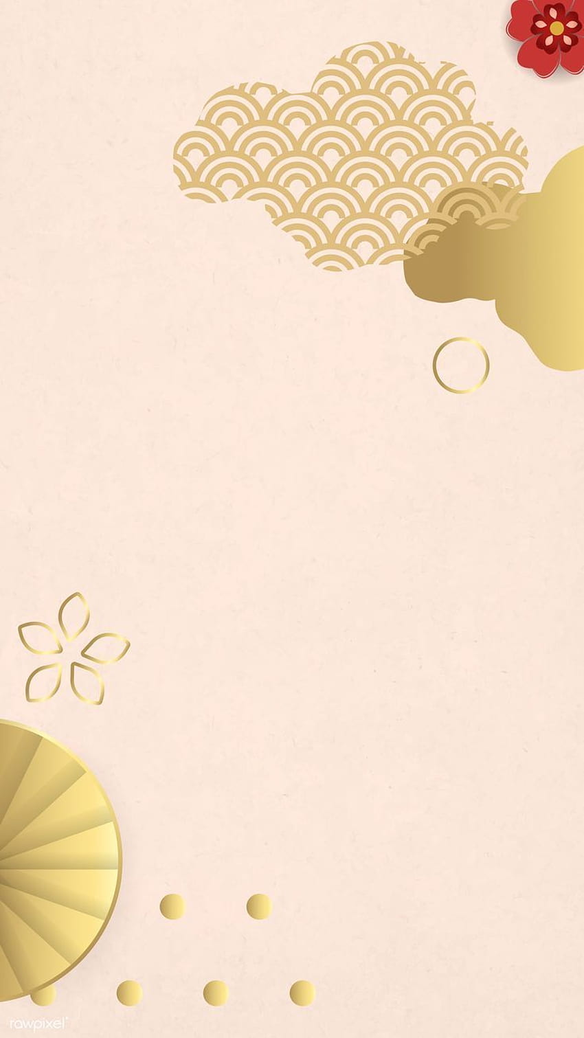 Download premium vector of Chinese new year background with a gold fan - New Year