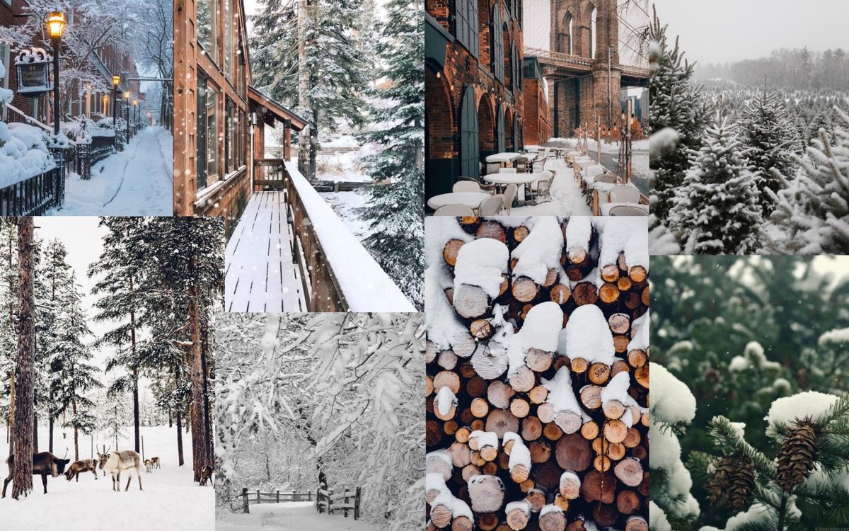 Winter vibes aesthetic snow laptop wallpaper collage