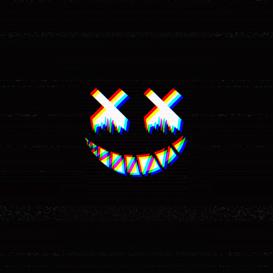 A black background with the face of an emoji - Alien