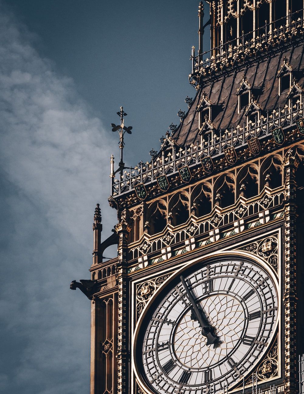 Close up of the clock tower of the Houses of Parliament in London - London