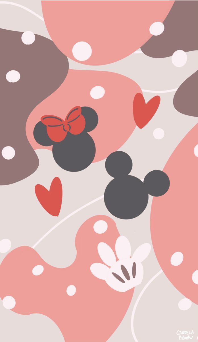 A picture of minnie mouse and mickey on pink background - Minnie Mouse, Mickey Mouse