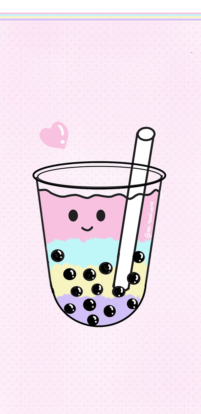 A cute boba drink with straw and heart - Boba