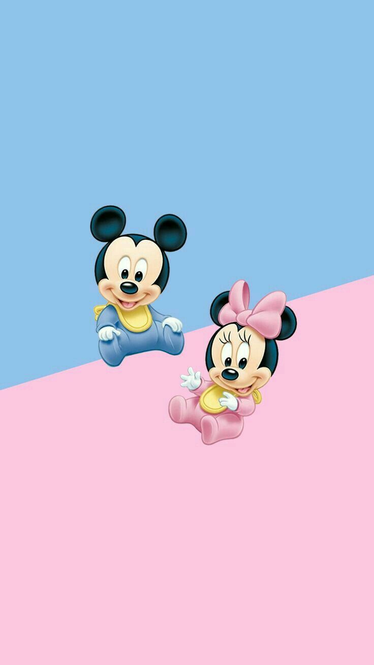 Two cute mickey and minnie mouse in pink - Minnie Mouse
