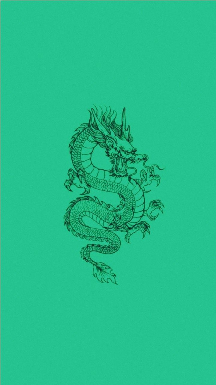 Green background with a green dragon in the middle - Dragon