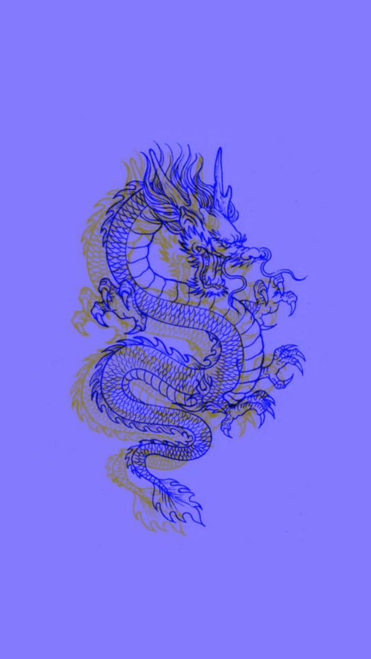 A blue dragon on top of the purple background - Dragon