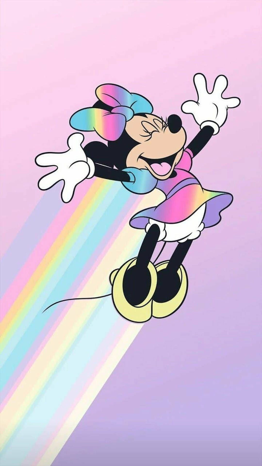 Download Minnie Mouse Pastel Rainbow Cartoon Art Wallpaper