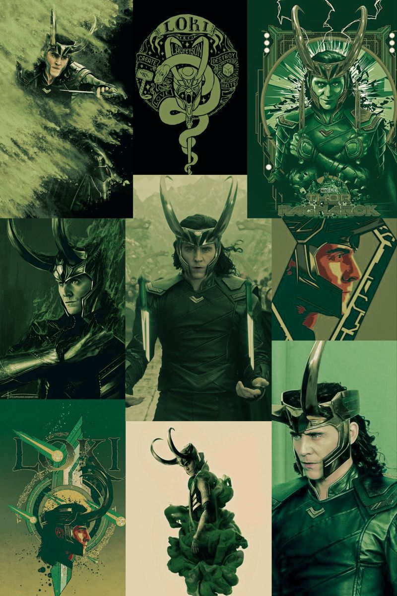 A collage of images of the Marvel character Loki. - Loki