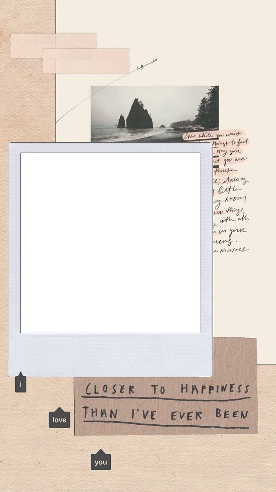 Collage of a photo, text, and love notes. - Polaroid