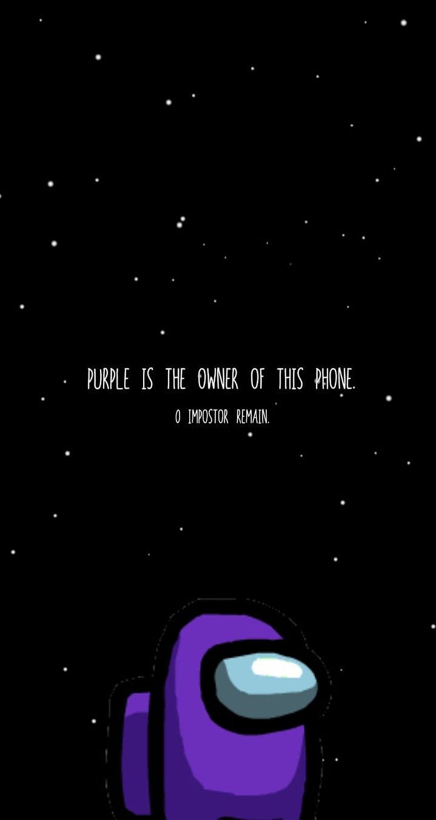 A purple spaceship with the words, 'purpose is not of this phone' - Among Us