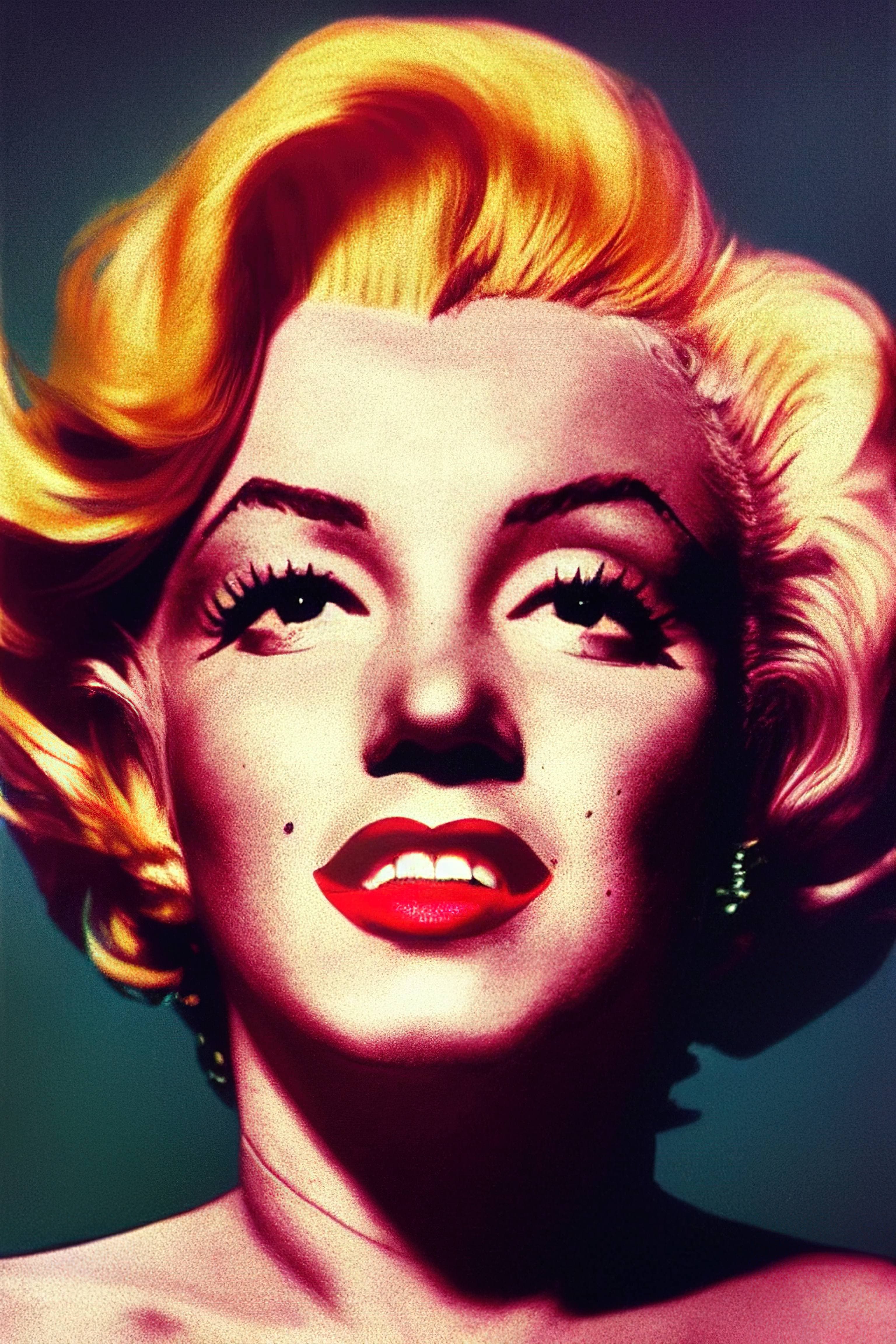 A portrait of Marilyn Monroe with her signature blonde hair and red lipstick. - Marilyn Monroe