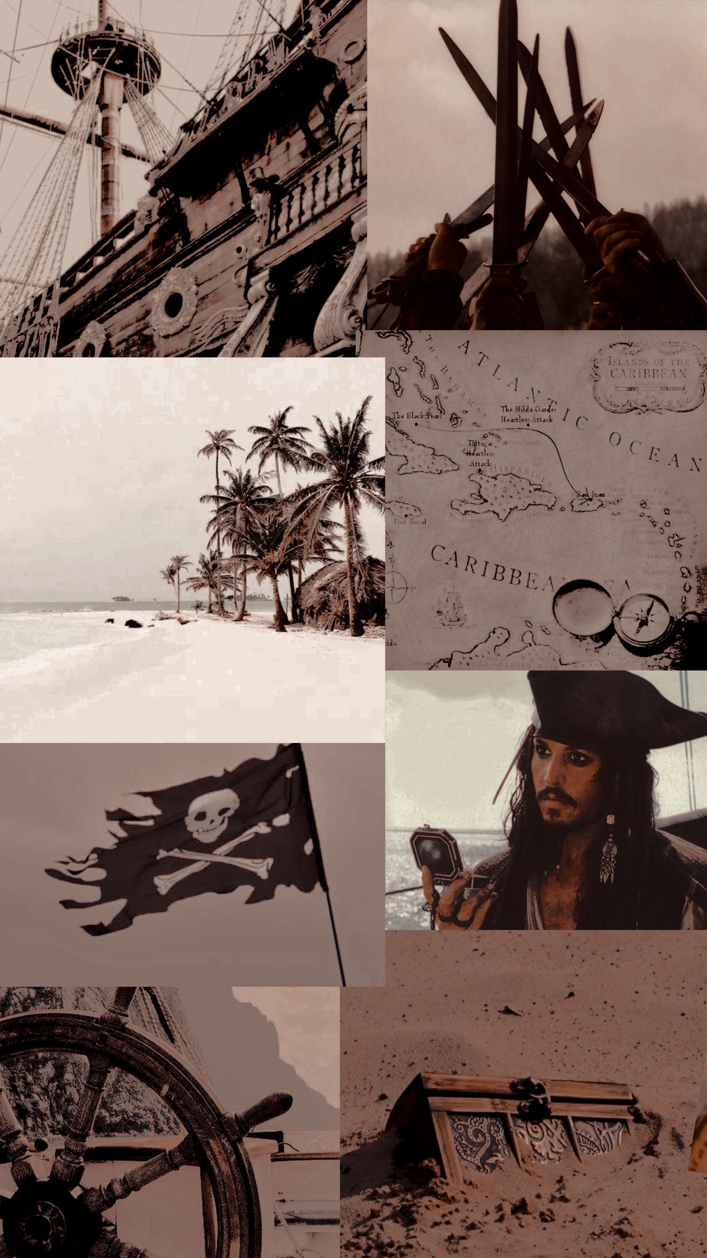 A collage of Pirates of the Caribbean themed images - Pirate