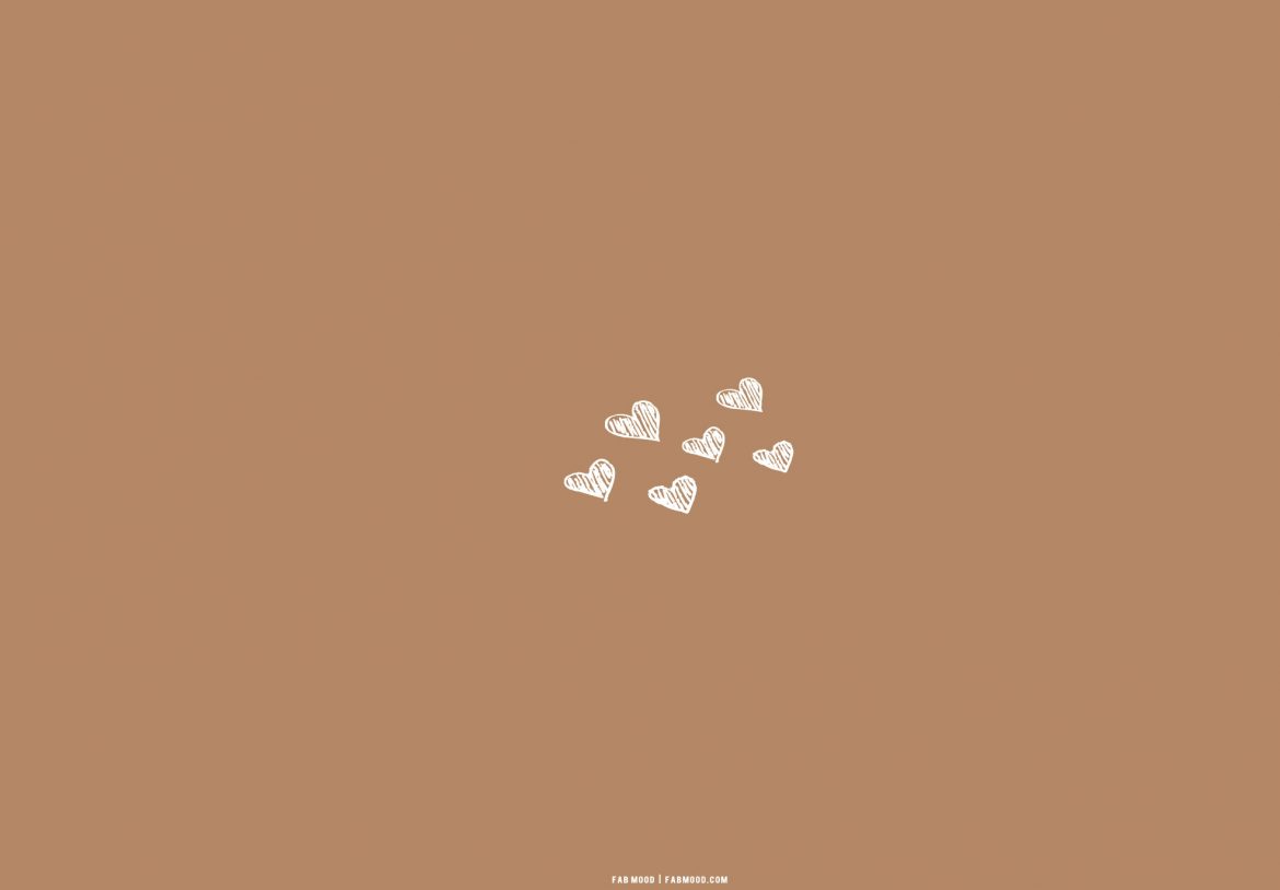 A cute and minimalist wallpaper with white hearts on a brown background - Wedding