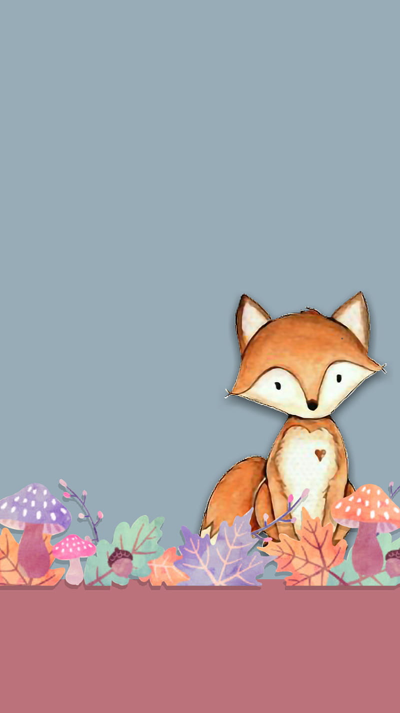 Fox, blue, cute, simple, HD phone wallpaper