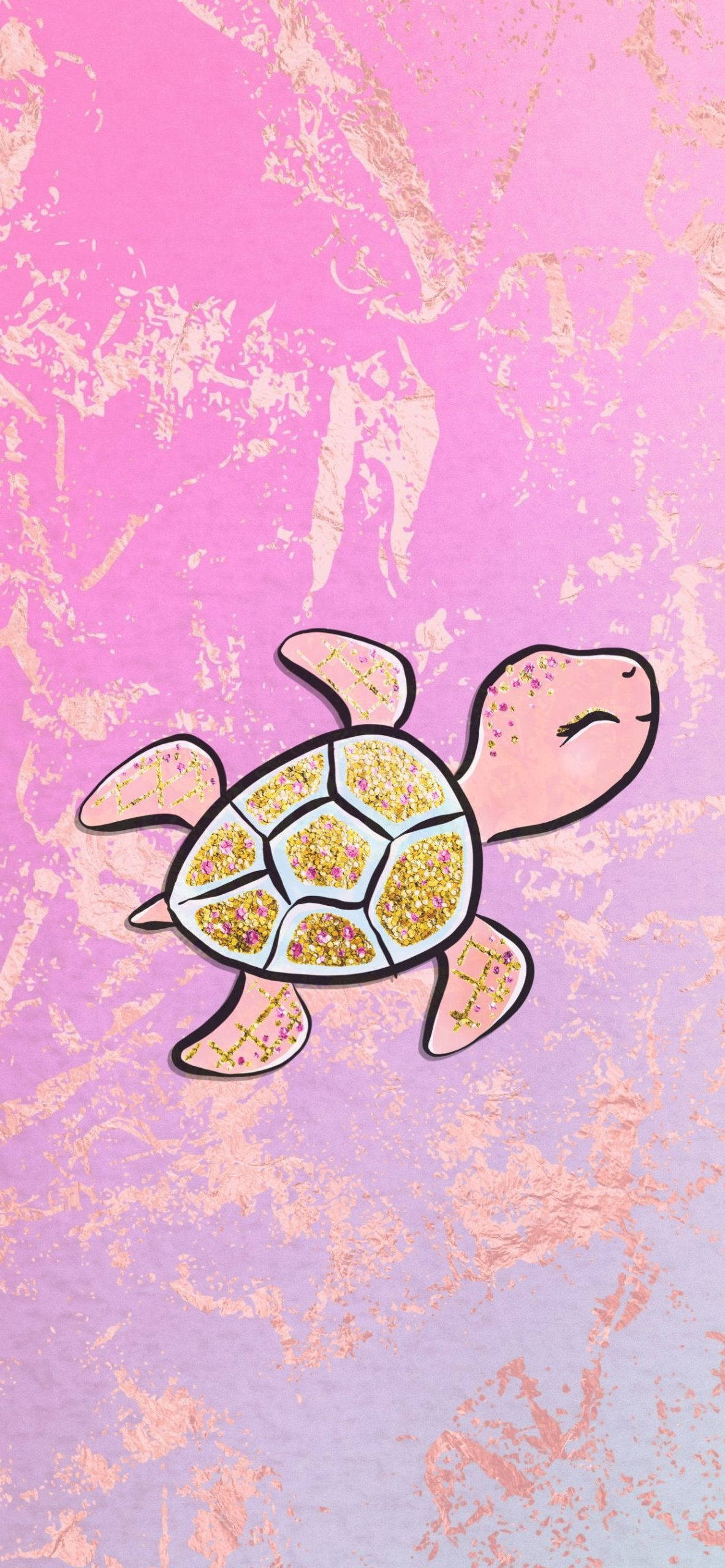 A cute sea turtle wallpaper for phone with a pastel background - Turtle