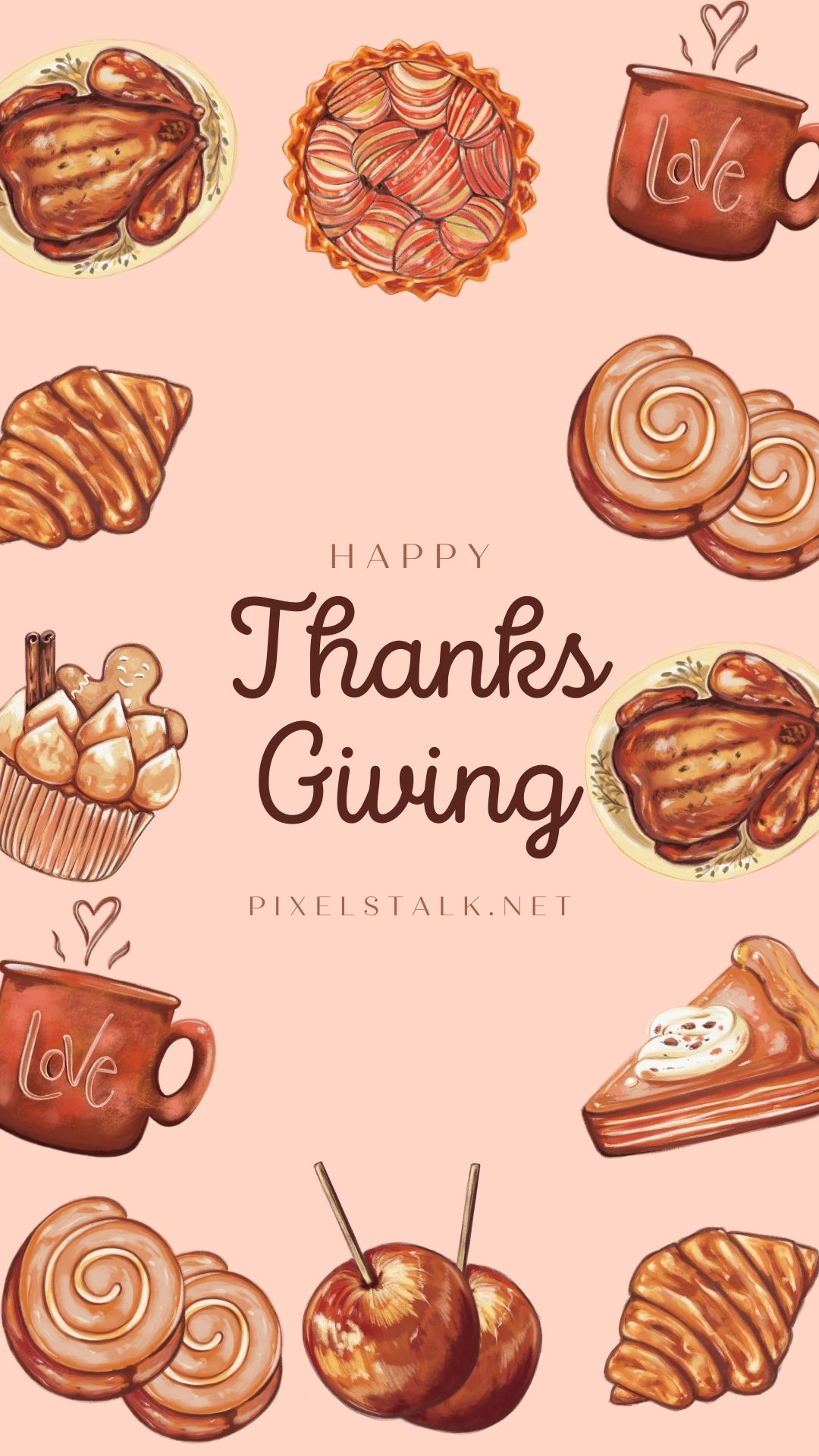 A happy thanksgiving card with a collection of desserts - Bakery