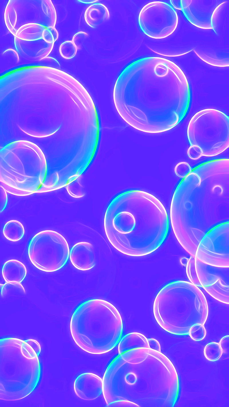 Purple & Teal Bubbles, ColetteLrsn, Purple, bubble, bubbles, floating bubbles, HD phone wallpaper