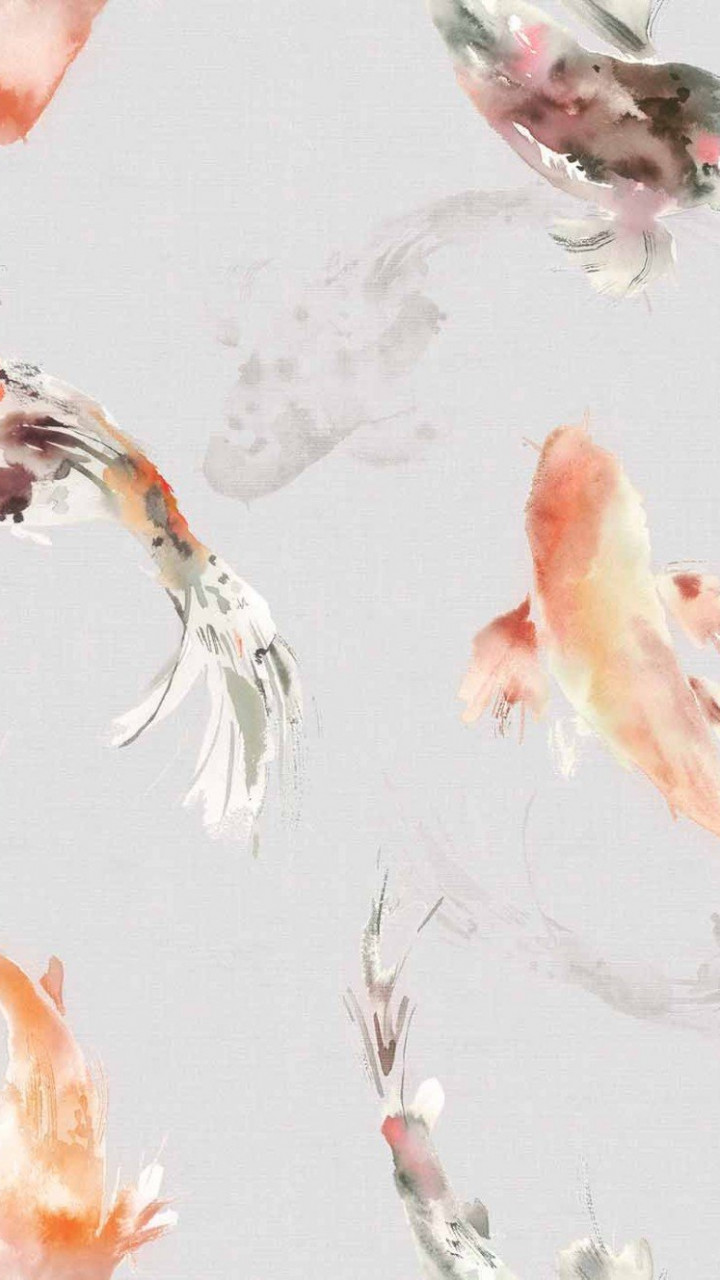 A painting of orange and white fish - Koi fish