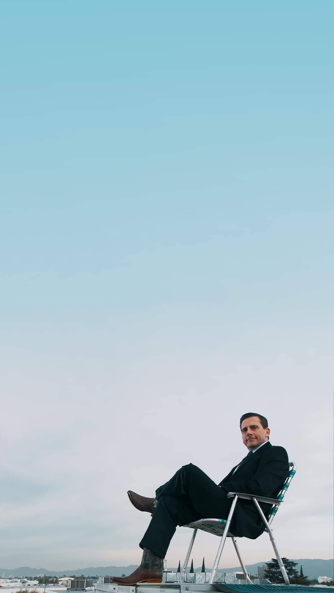 Download Michael Sitting The Office iPhone Wallpaper