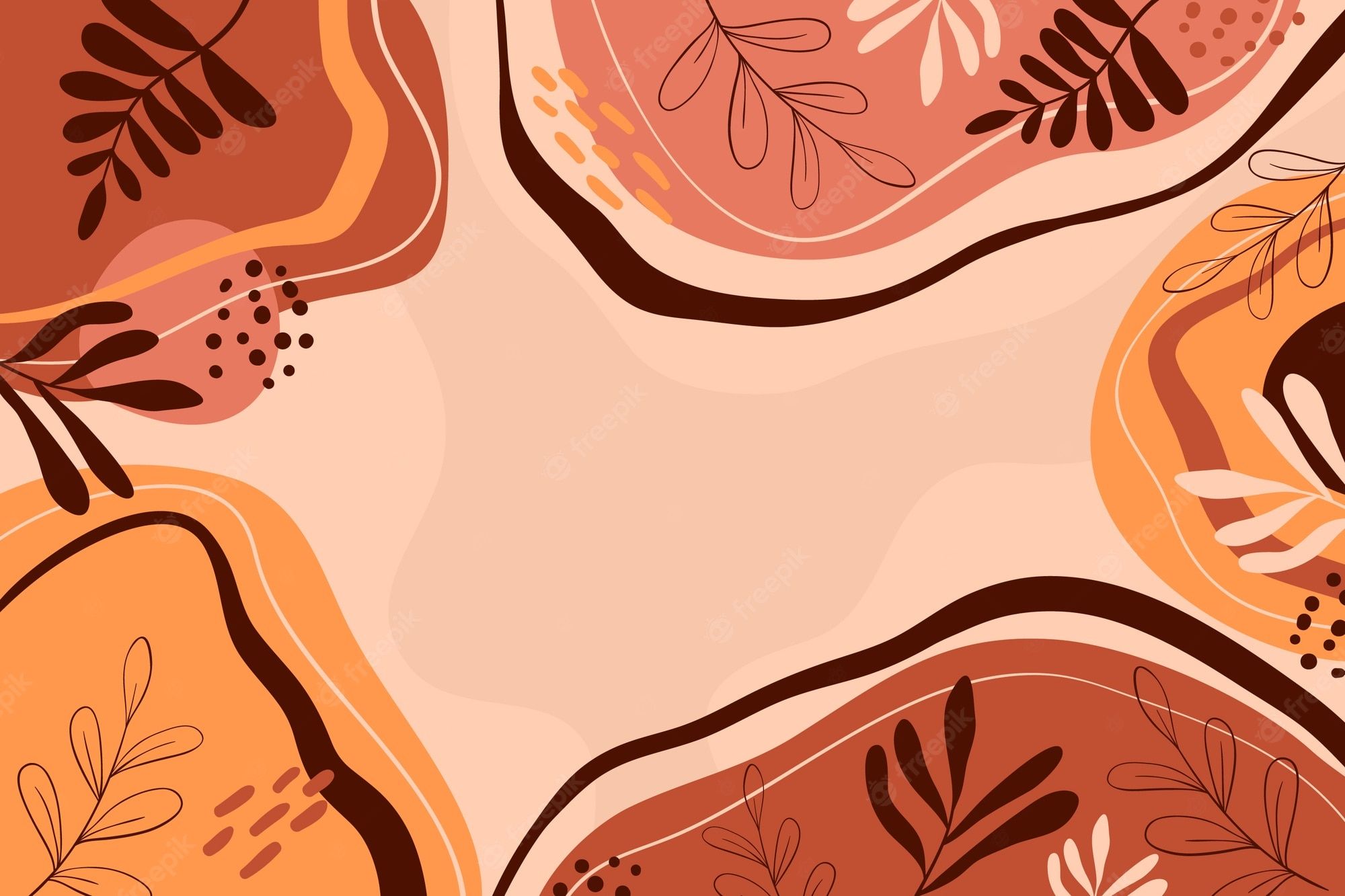 Abstract background with leaves and flowers - Terracotta