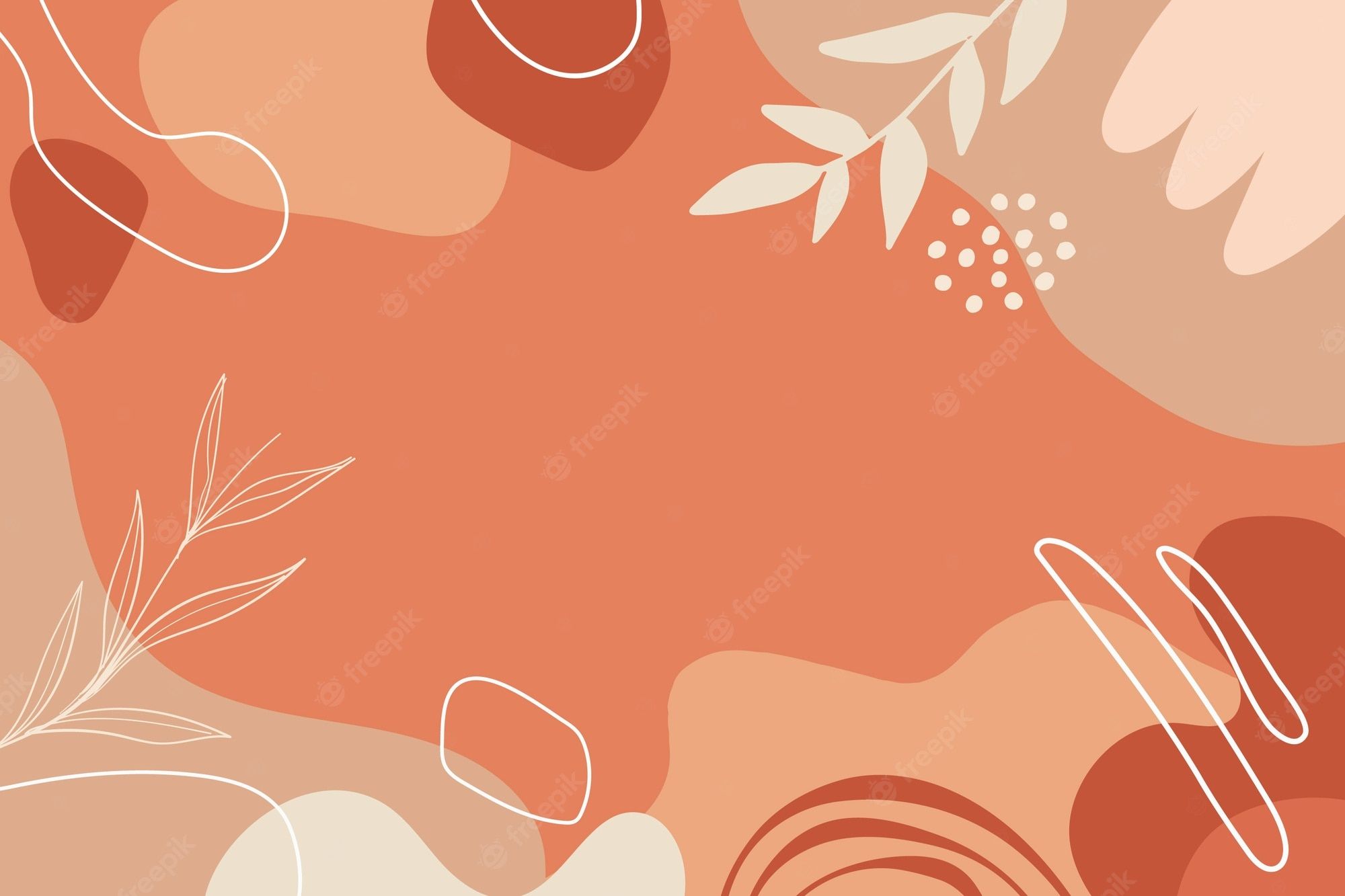Abstract background with leaves and flowers png - Terracotta