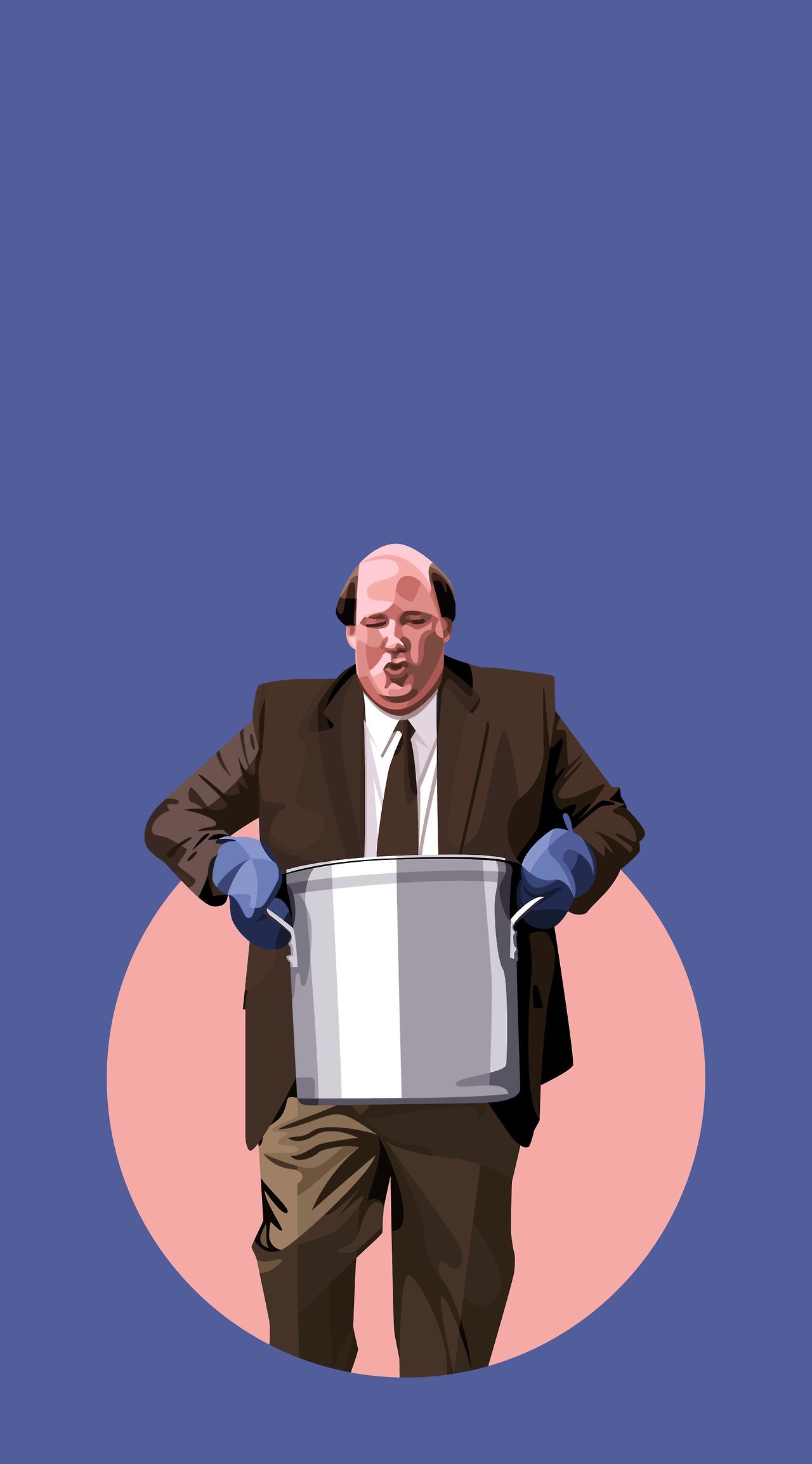 A digital painting of Creed Bratton from The Office holding a large stock pot. - The Office