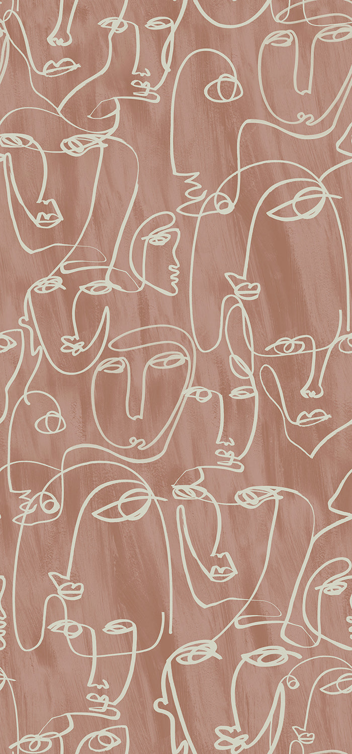 A pattern of white and pink faces - Terracotta