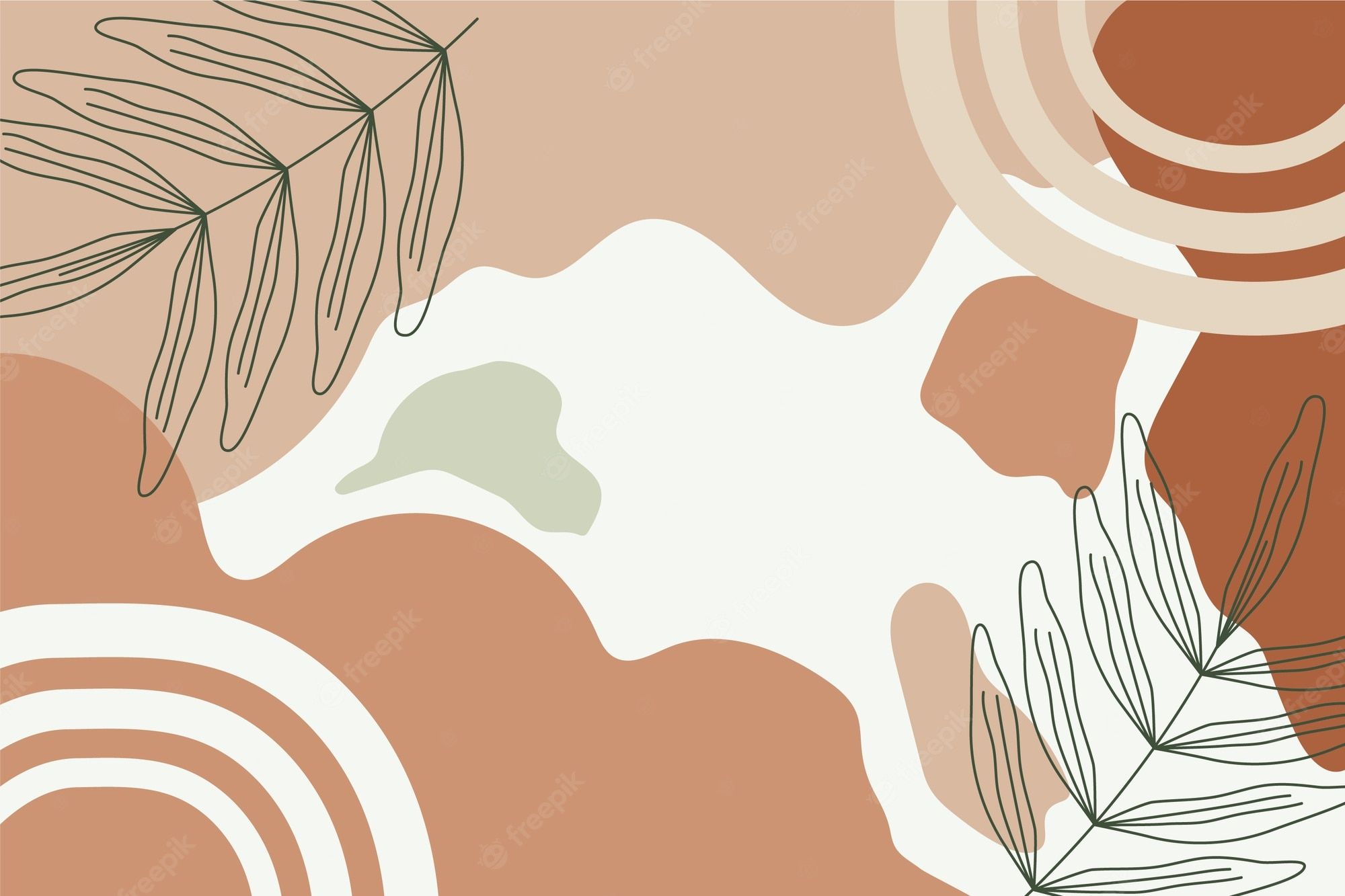 A background image with abstract shapes and leaves - Terracotta