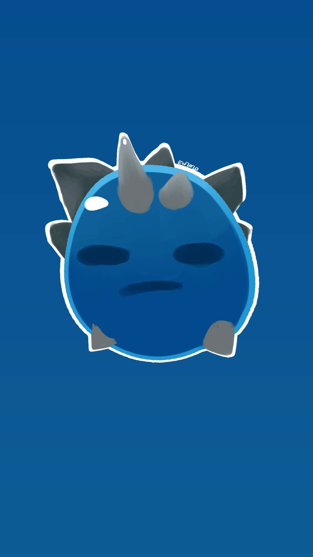 A blue dinosaur with horns on the screen - Slime