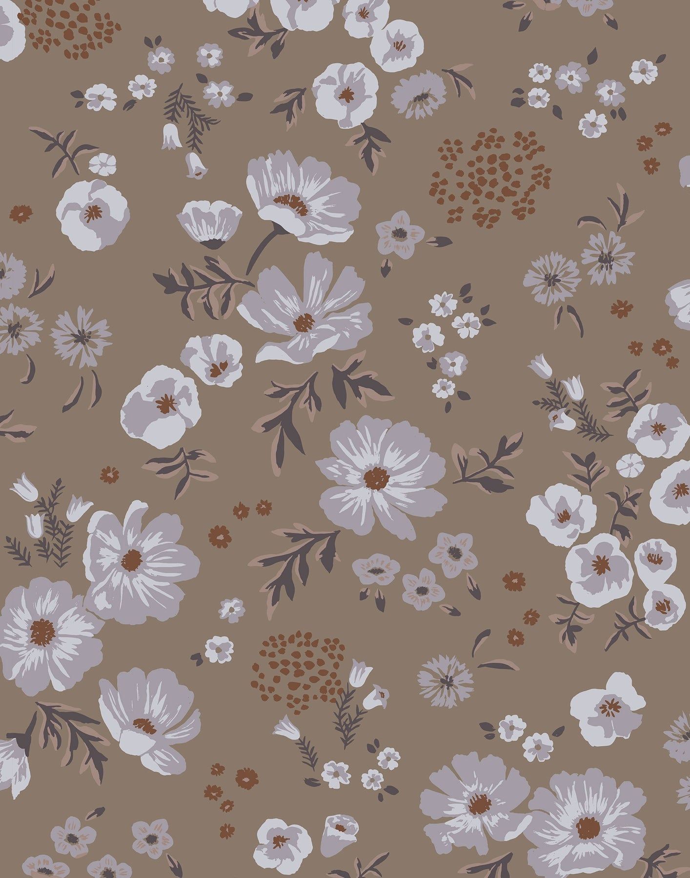 A beautiful floral pattern on a brown background - Terracotta, western