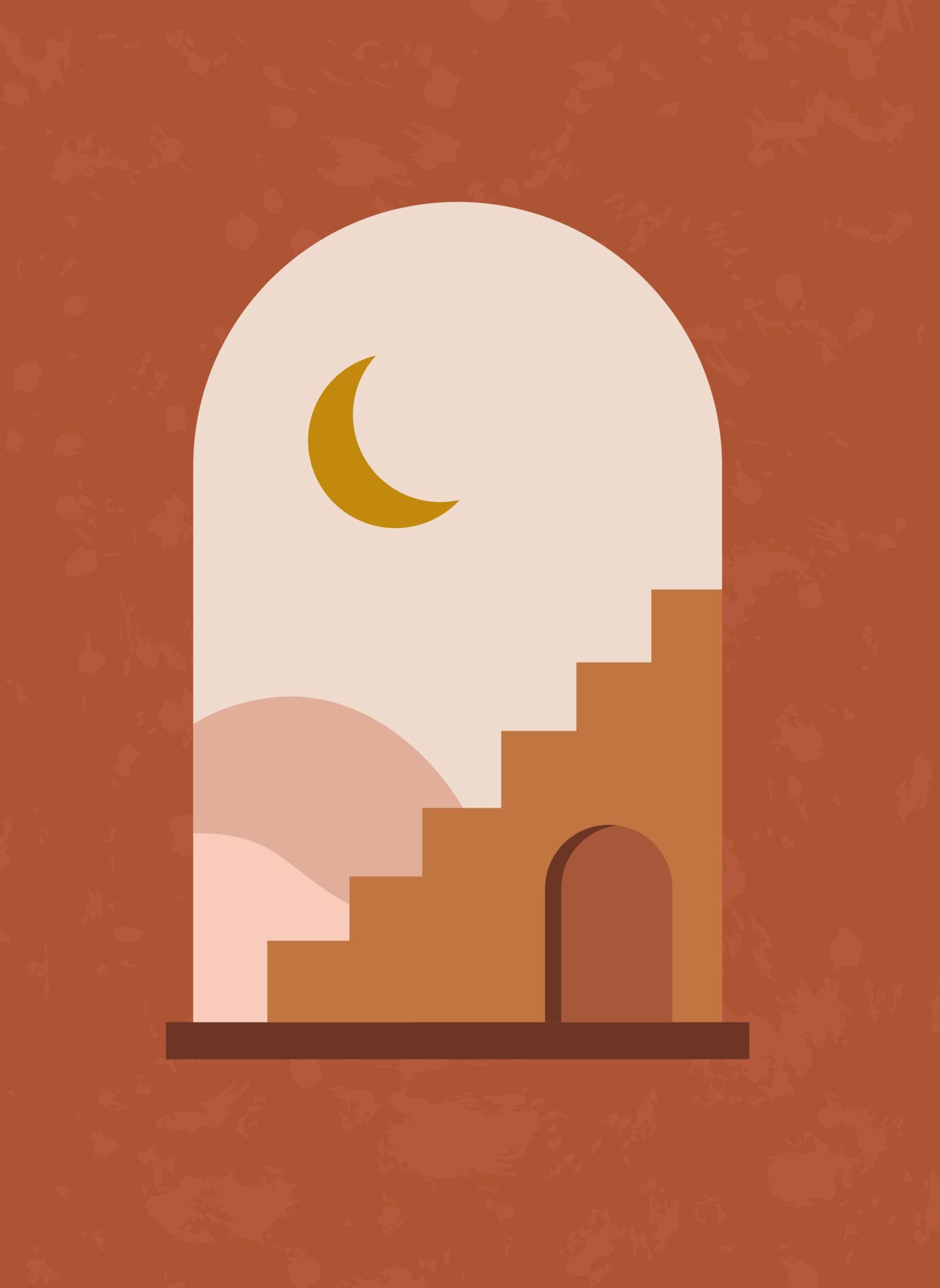 A staircase with moon and stars in the background - Terracotta