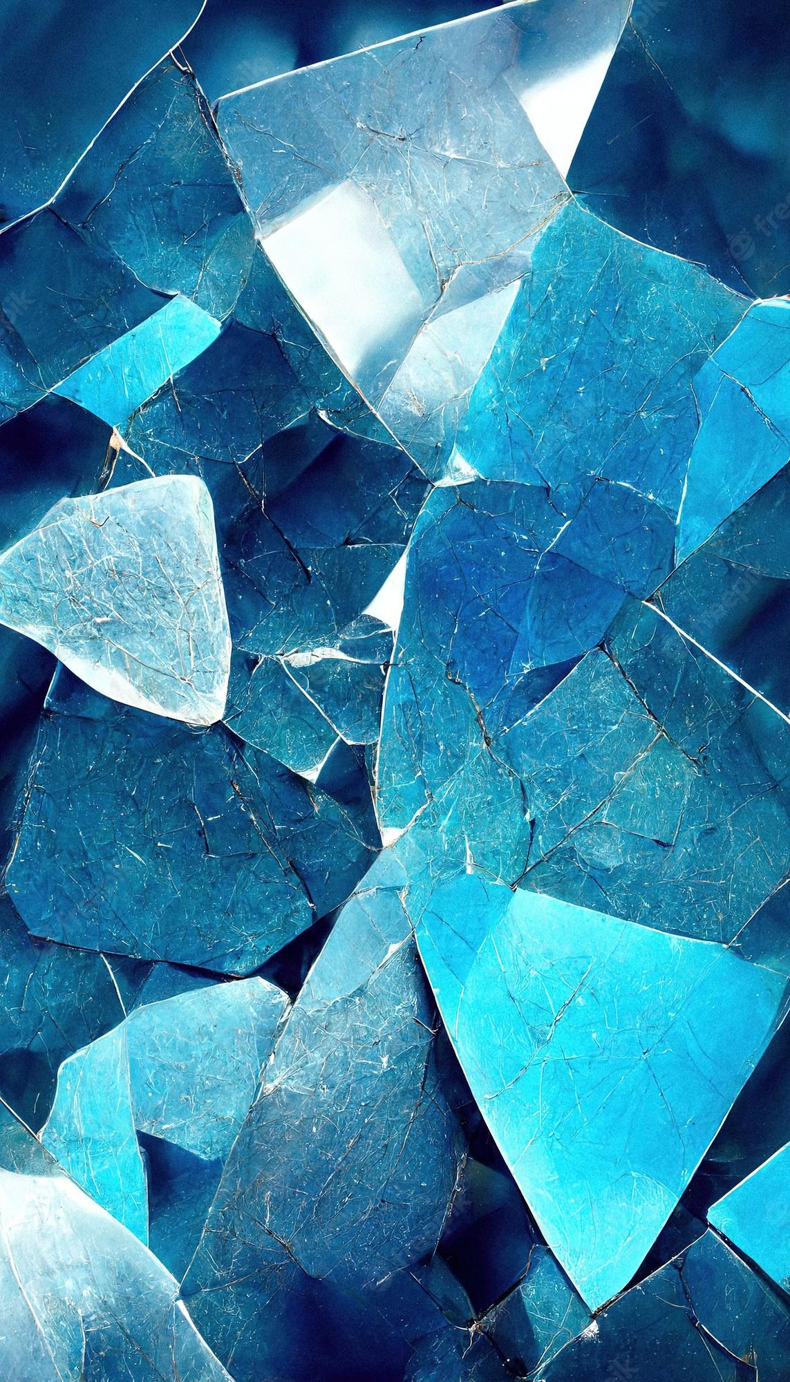 Premium Photo. Illustration of a blue shattered glass or ice crystals background or wallpaper texture cold blue