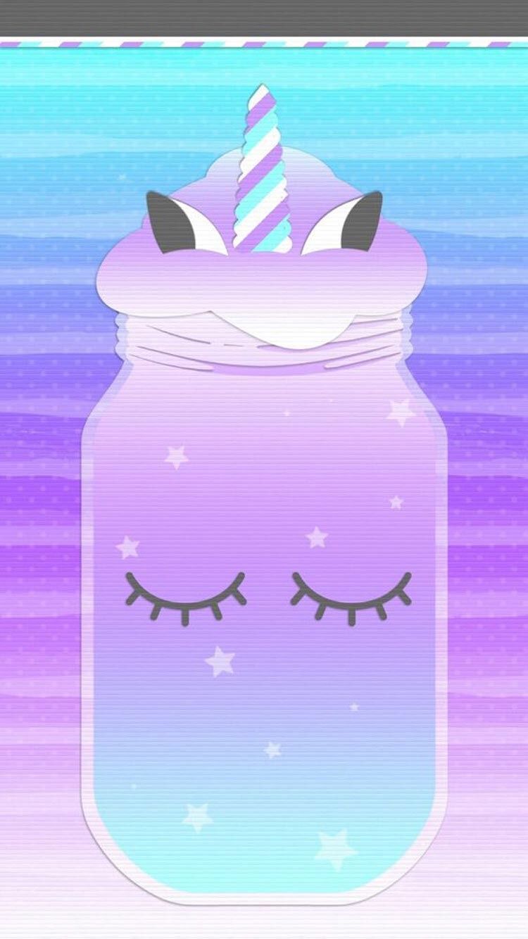 A jar of unicorn milk with eyes and horn - Slime