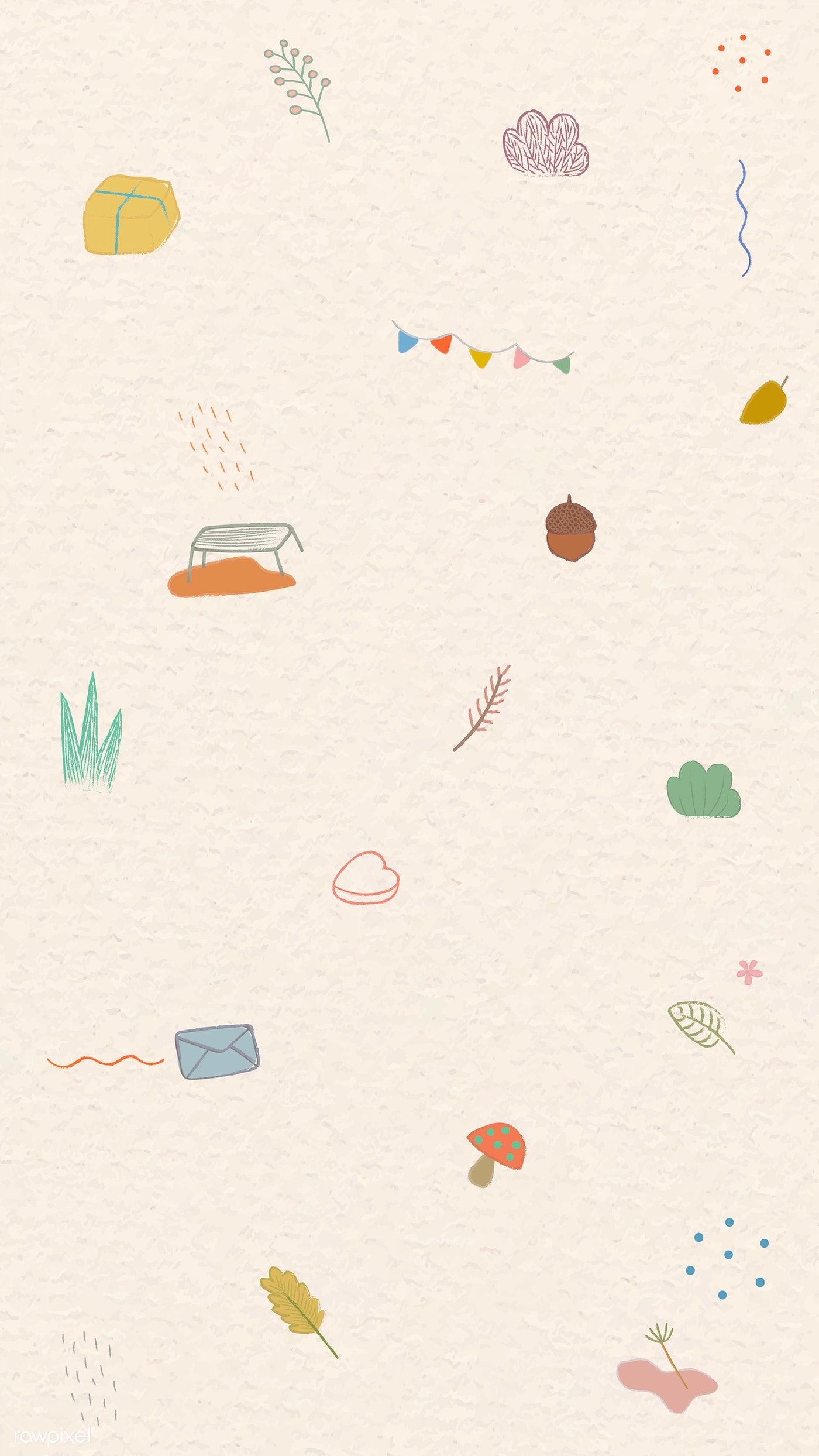 Cute autumn doodle patterned mobile screen wallpaper / marinemynt. Wallpaper kawaii, Wallpaper pola, Wallpaper sederhana