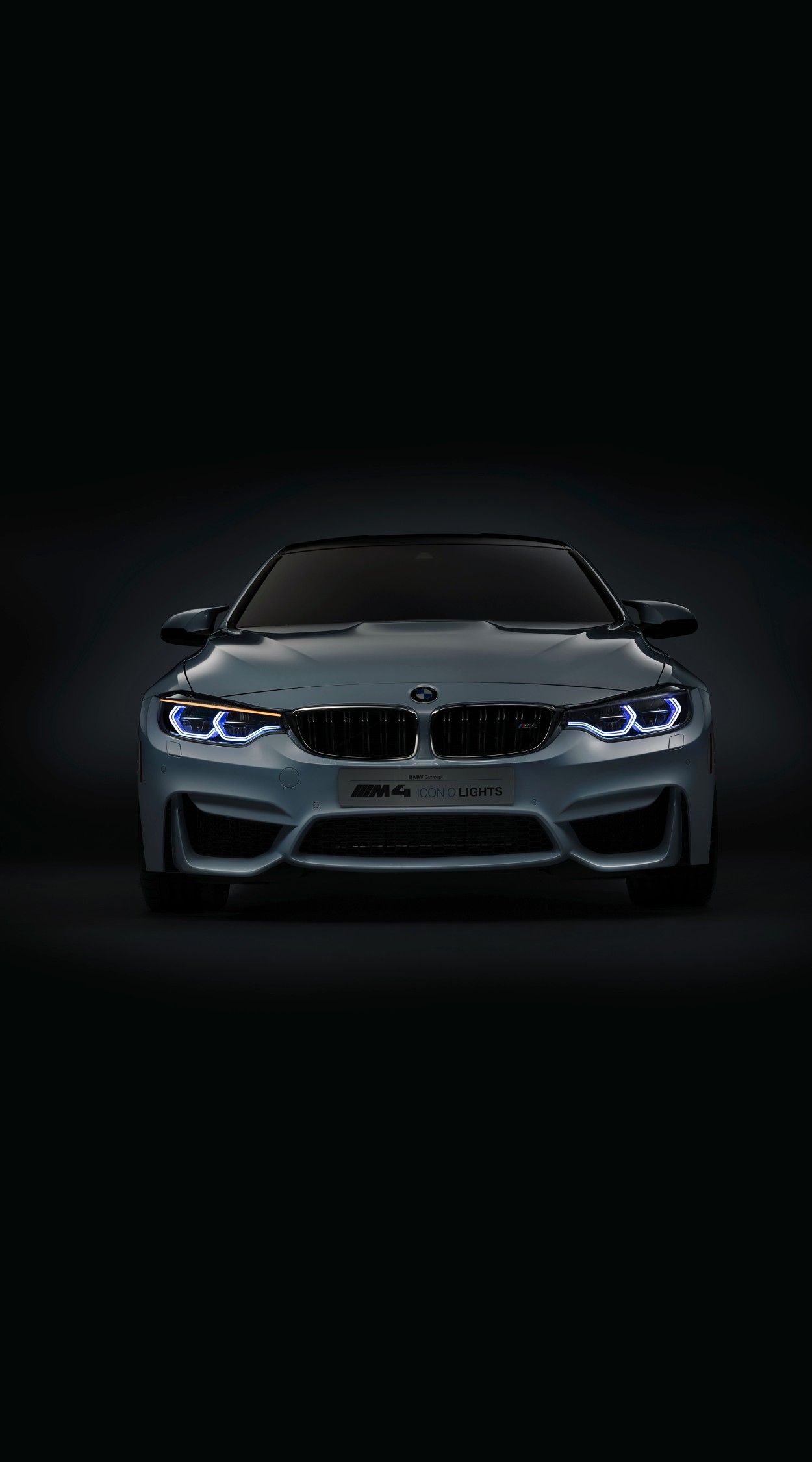 BMW M4, Car, Front view, Night, LED lights, 1242x2688 wallpaper - BMW