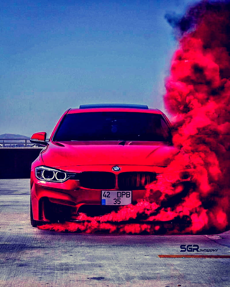 BMW, car, smoke, HD phone wallpaper