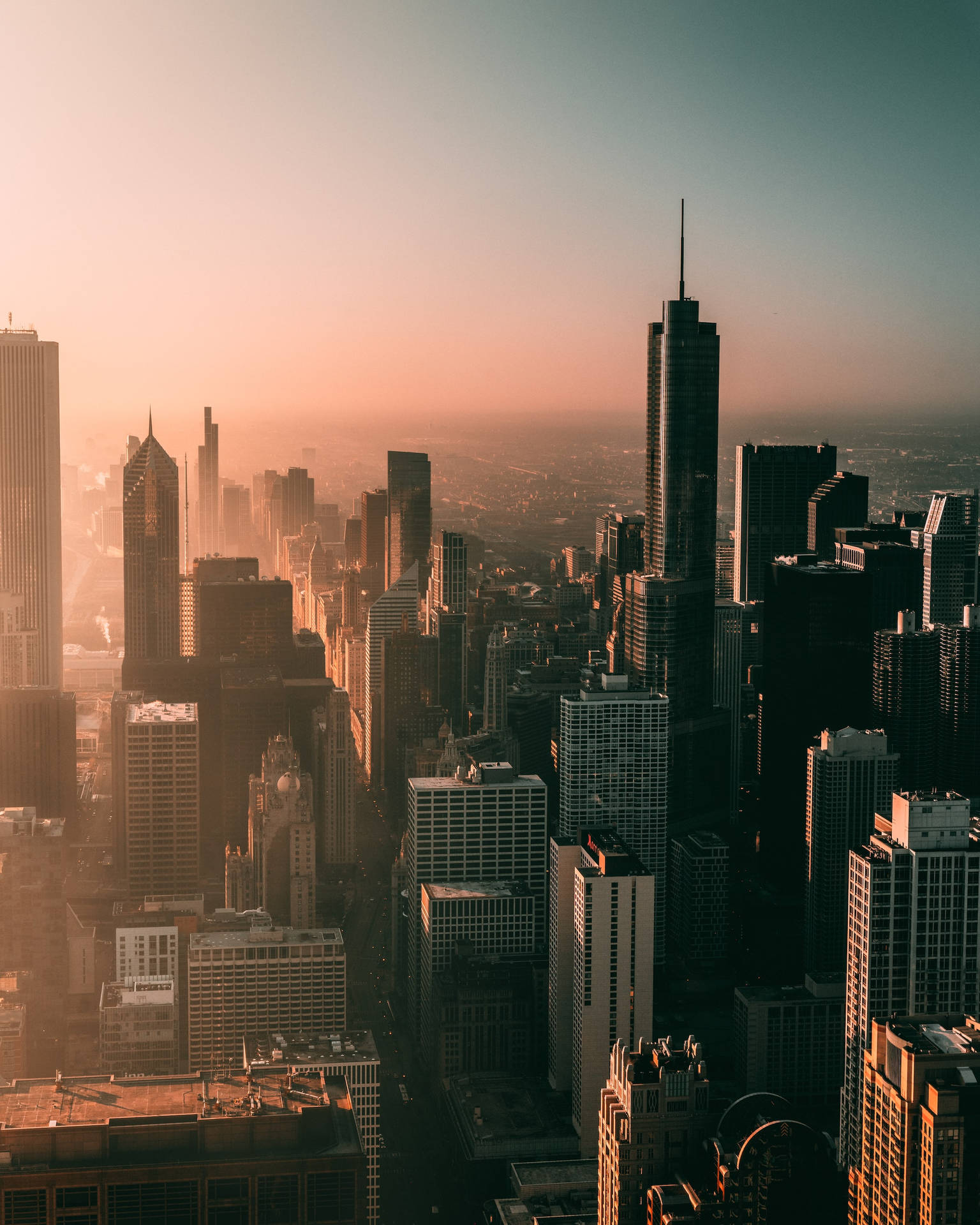 Download Aerial Shot City Chicago Skyline Wallpaper